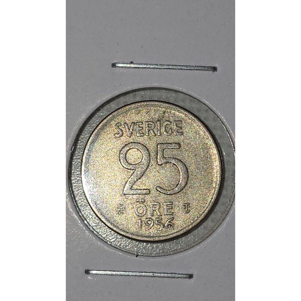 1956 Silver (.400) Sweden 25 Ore - Swedish Silver Coin - Free Shipping